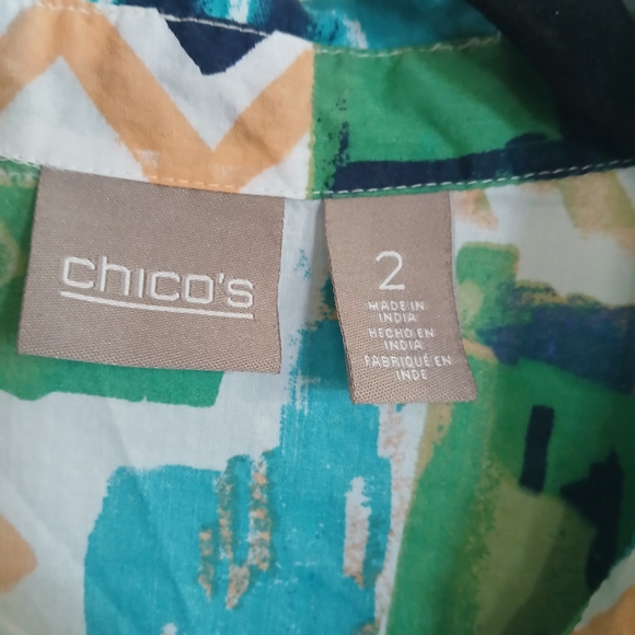 Chico's Multicolor Abstract Button Front Blouse Artsy Teacher Casual Vintage - Picture 4 of 5